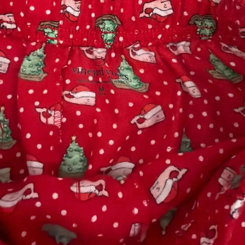 Vineyard Vines Skis and Trees Red Pajama Drawstring Lounge Pants Medium 10/12